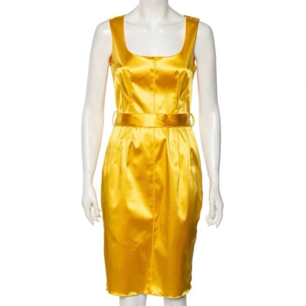 💝 Dolce & Gabbana Magenta Satin Sleeveless Belted Cocktail Dress 💝 - Picture 11 of 12